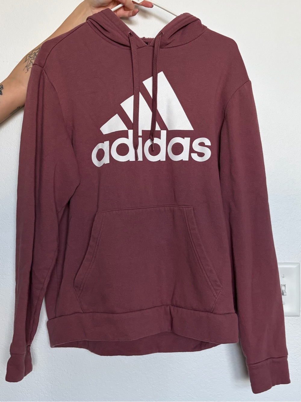 adidas Maroon Hoodie with White Logo
